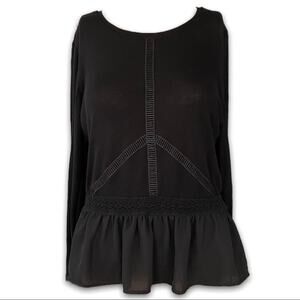 White House Black Market Knit Blouse w‎ Lace Details Women's Size Small S